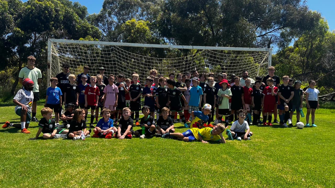 OSCH vacation care soccer program – large group of kids at Mastery Football Academy Adelaide session