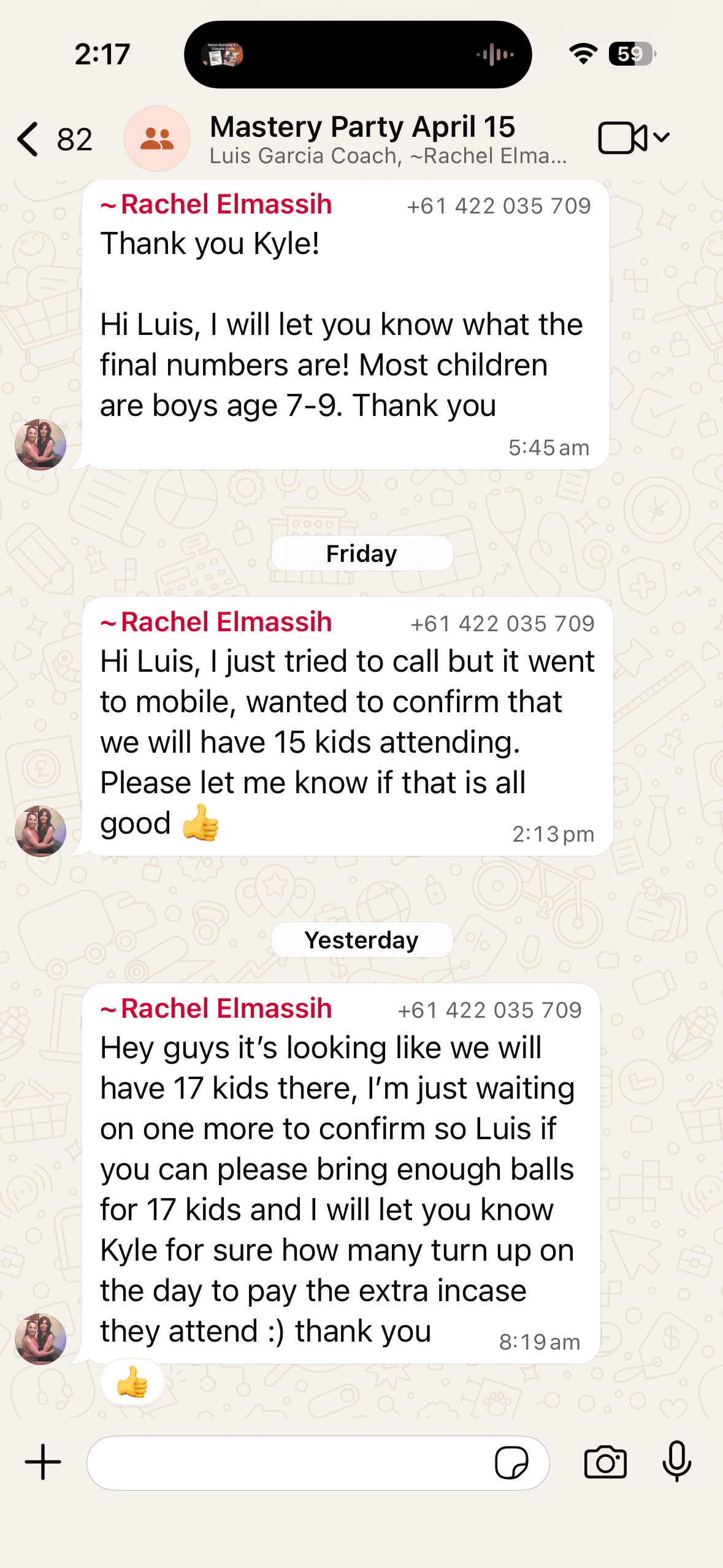 WhatsApp review from Rachel – Adelaide family loved the soccer party