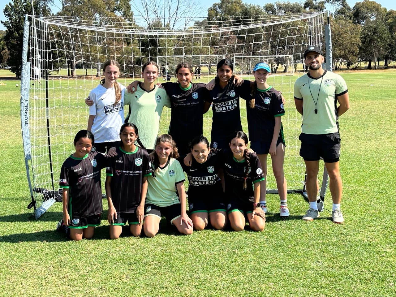 Girls team photo at Mastery Football Academy Adelaide – elite female football pathway