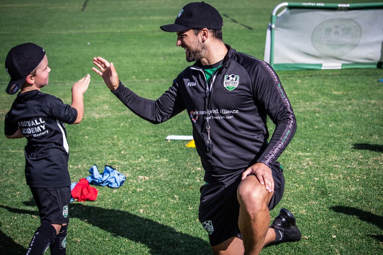 Young child at their first Mini Kickers preschool soccer session at Mastery Football Academy Adelaide